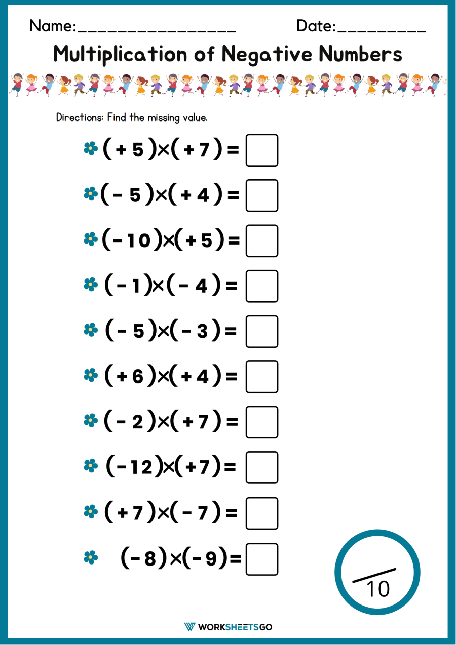 Multiplication Of Negative Numbers WorksheetsGO