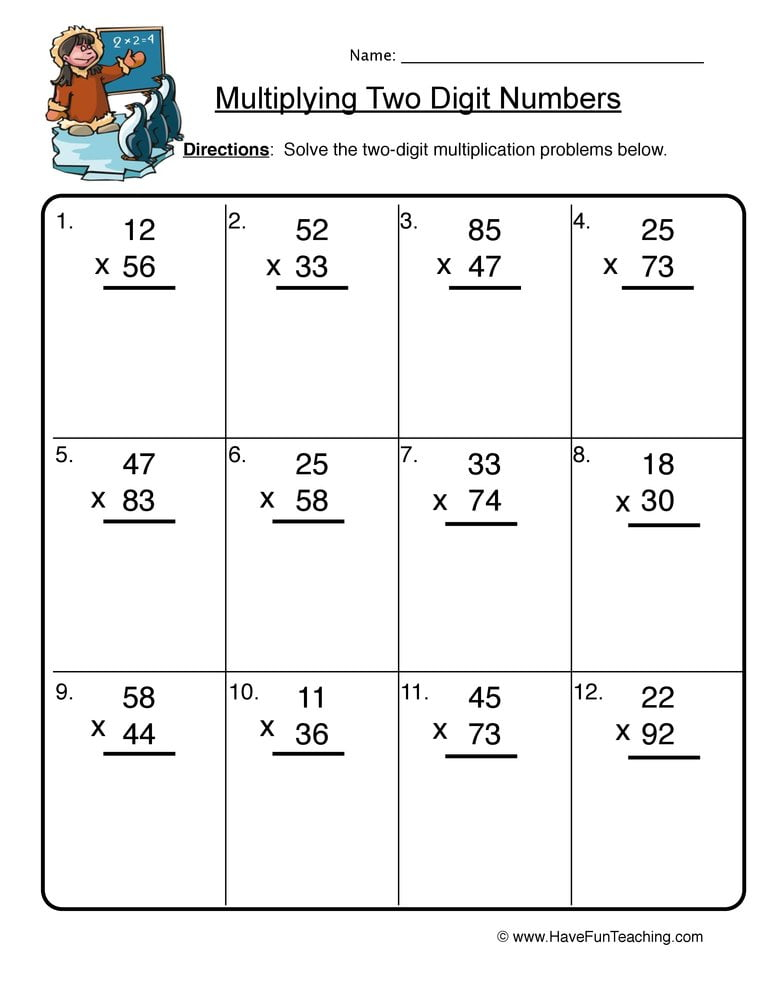 Multiplication Two Digit By Two Digit Worksheets WorksheetsCity