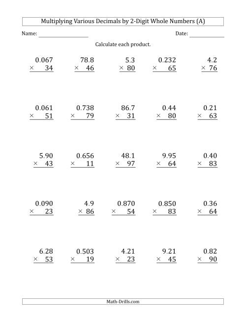 Multiplication Whole Numbers Worksheets Free Printable Worksheet