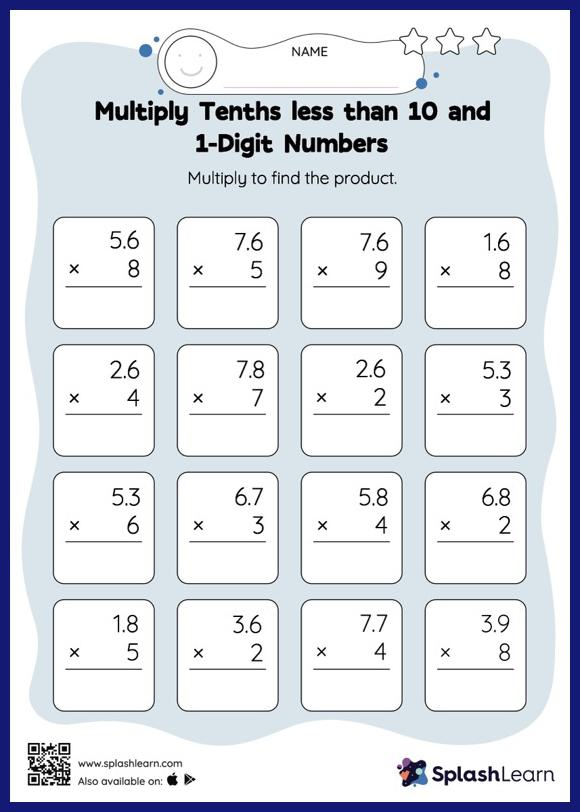 Multiplication Whole Numbers Worksheets