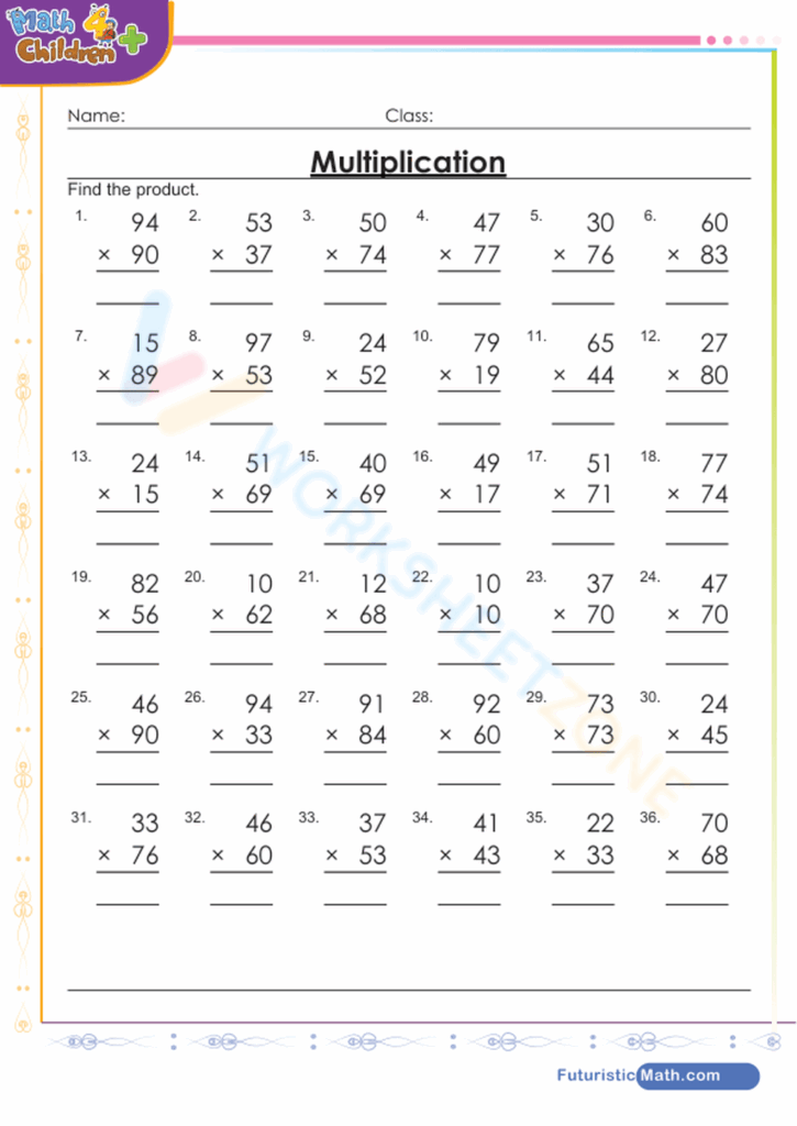 Multiply 2 By 2 digit Numbers Worksheet Worksheets Library