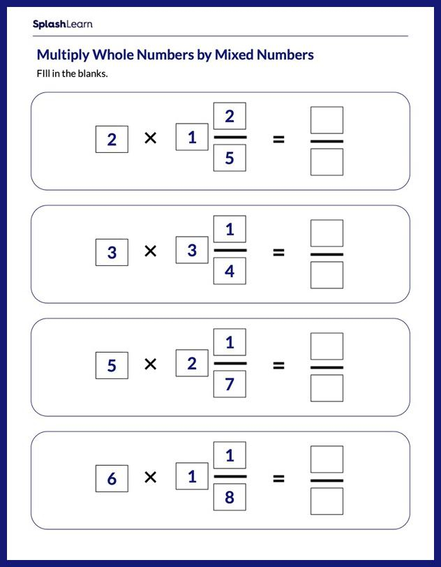 Multiply Mixed Numbers By Whole Numbers Worksheets Free Printable