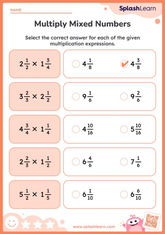 Multiply Mixed Numbers Worksheets Free Printable SplashLearn