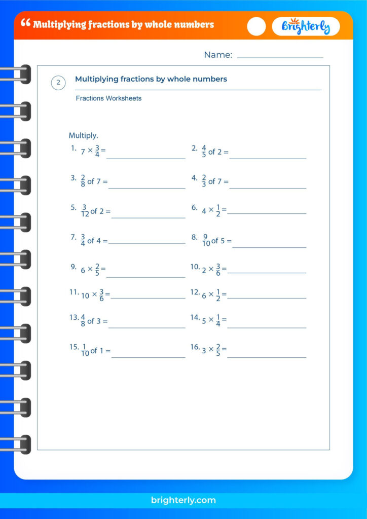 Multiplying Fractions By Whole Numbers Worksheets PDFs 