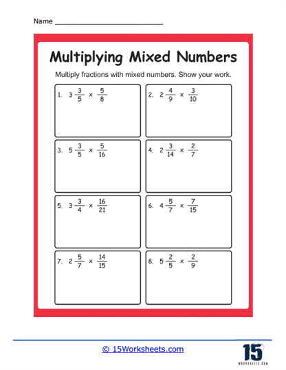 Multiplying Mixed Numbers Worksheets 15 Worksheets