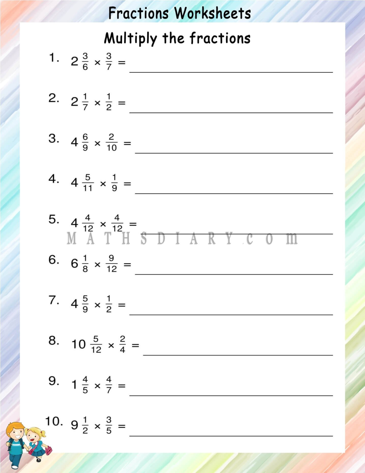 Multiplying Mixed Numbers Worksheets Multiplying Mixed Numbers Worksheets