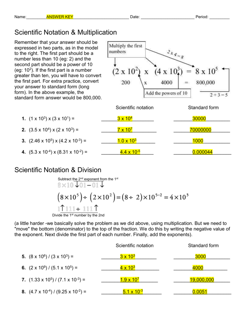Multiplying Scientific Notation Worksheet Pro Worksheet
