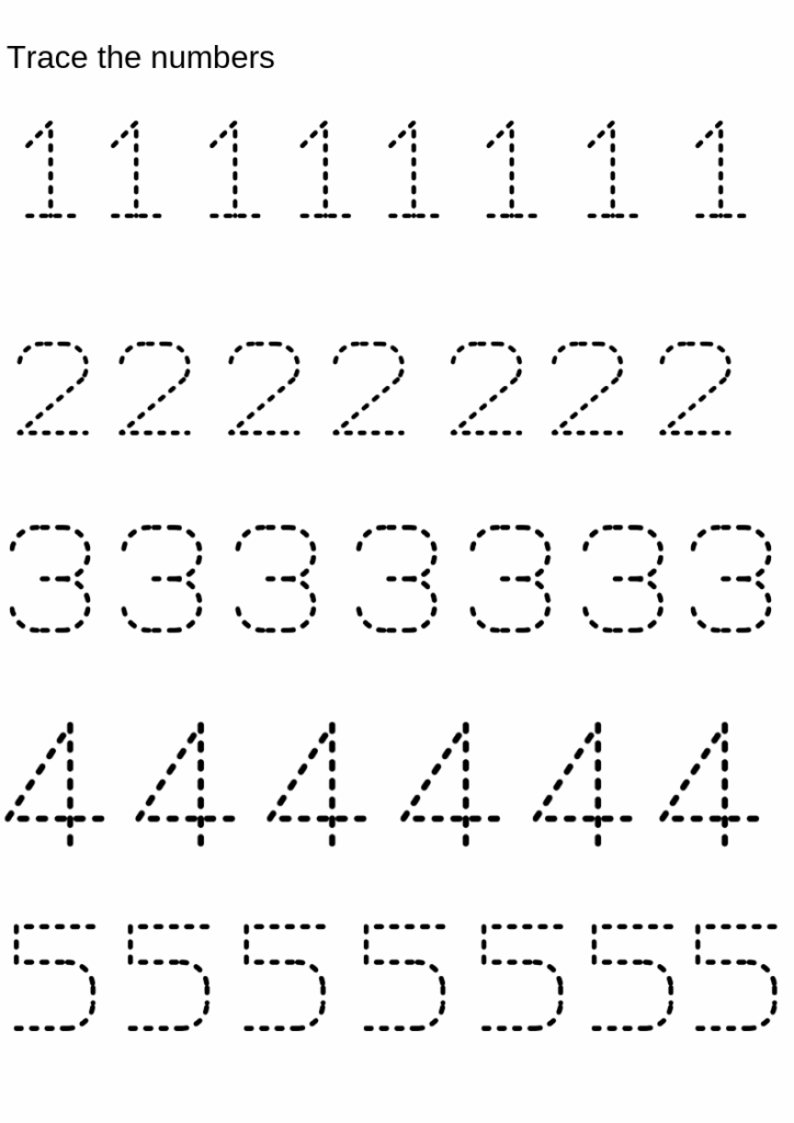 Number 1 5 Tracing Worksheets