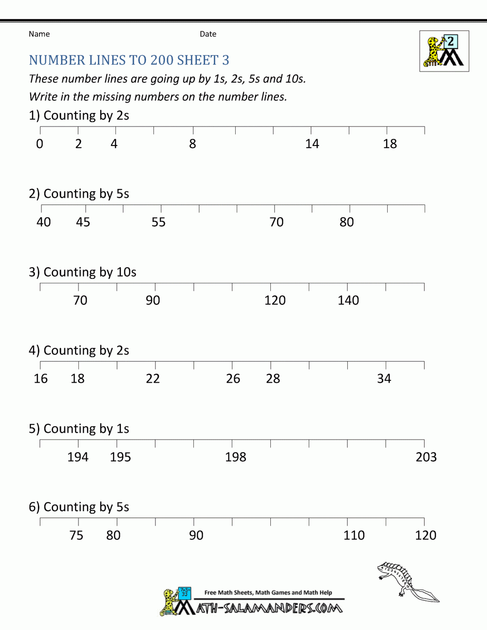 Number Line Worksheets Up To 1000