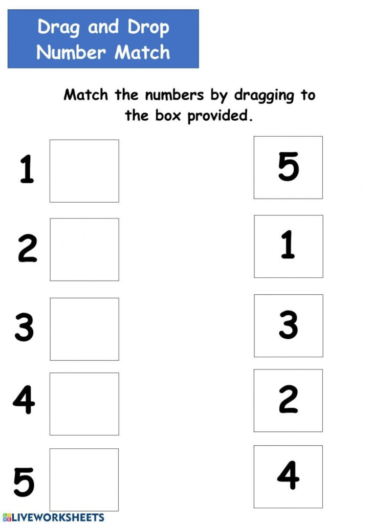 Number Matching Worksheet 1 5