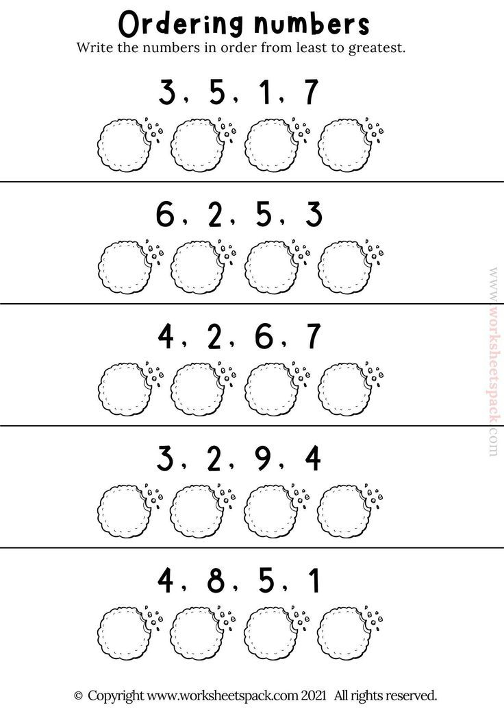 Number Ordering Worksheets