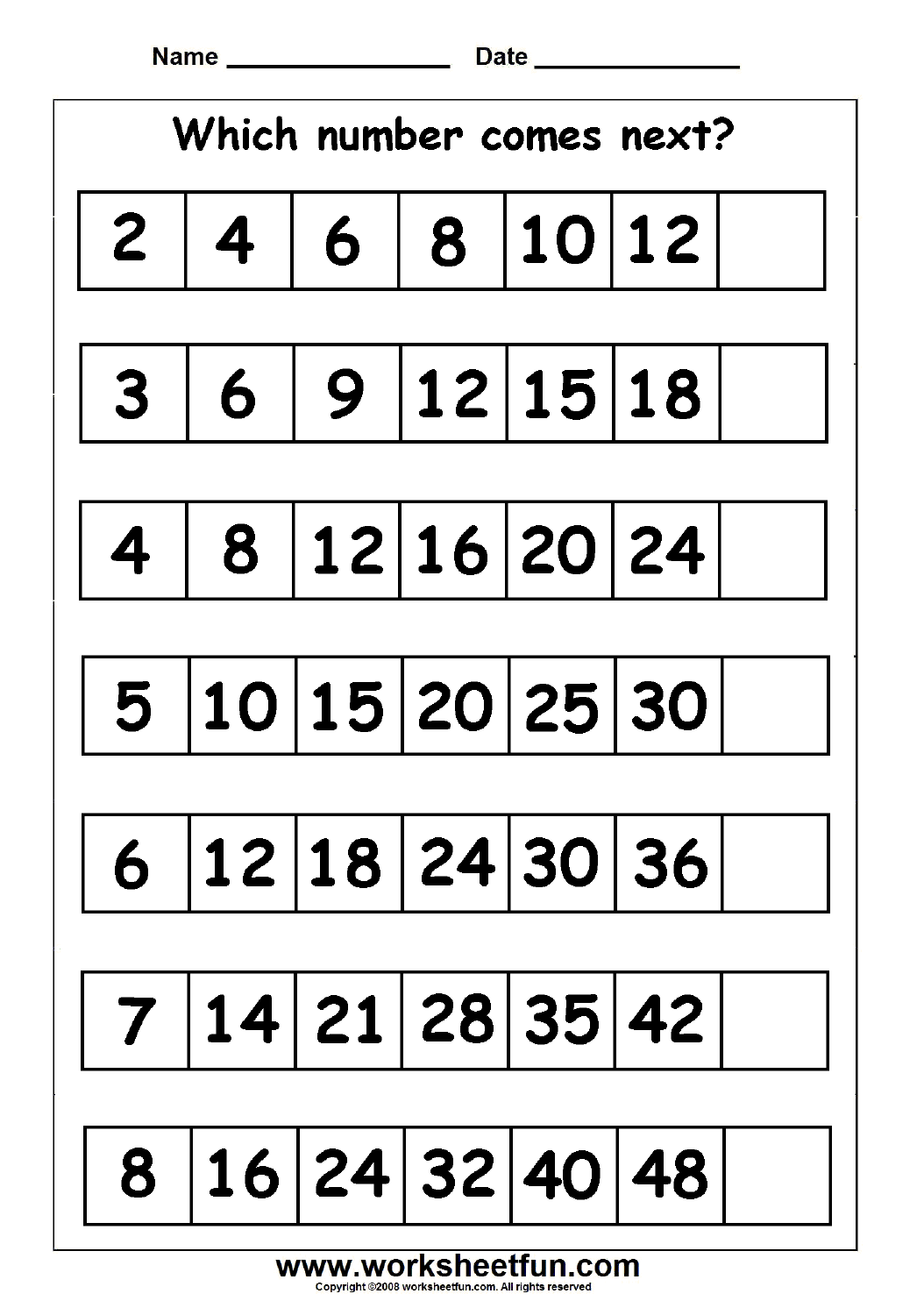 Number Patterns Grade 8 Worksheets