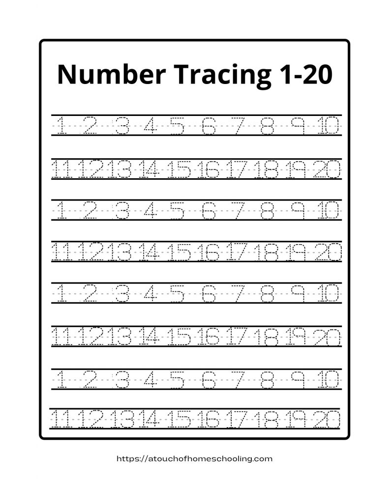 Number Tracing Worksheets 1 20 Pdf