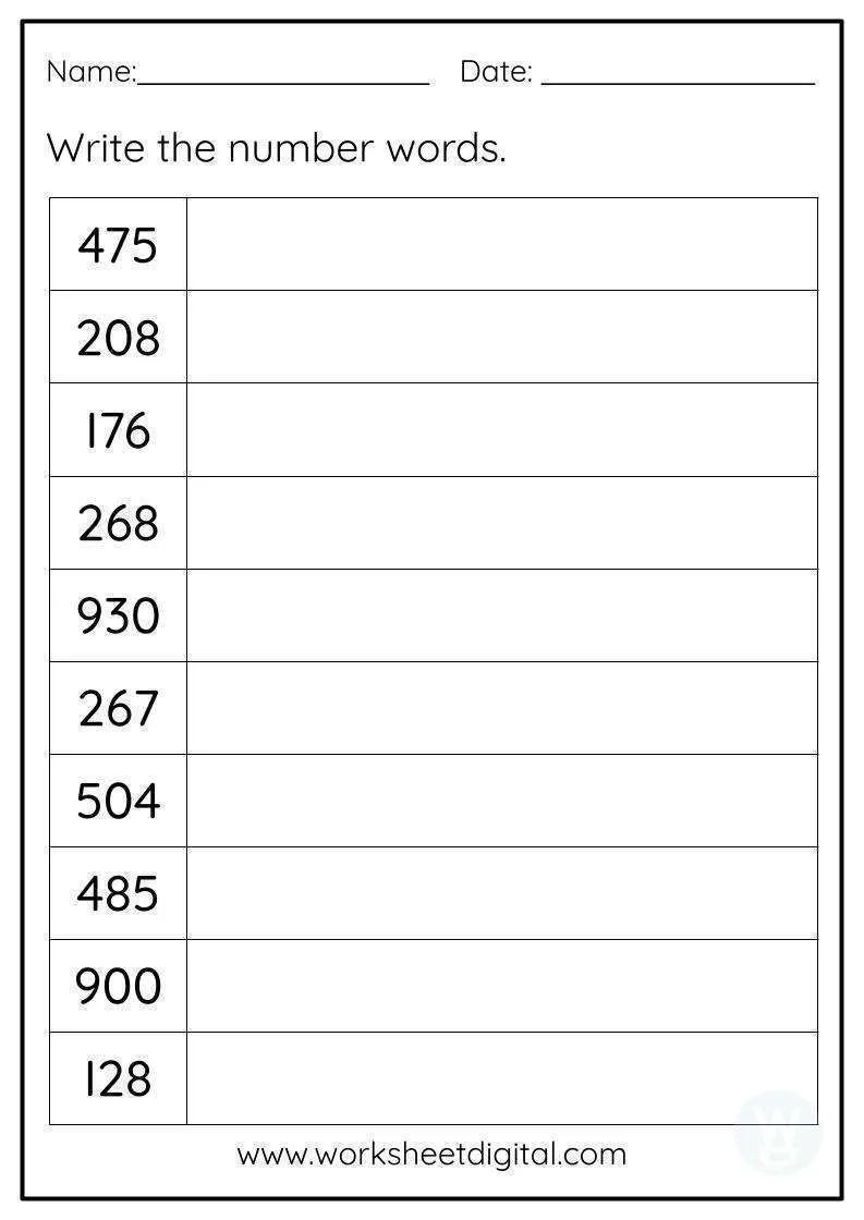 Number Words To 1000 Worksheet Digital 1 Teacher Made Resources