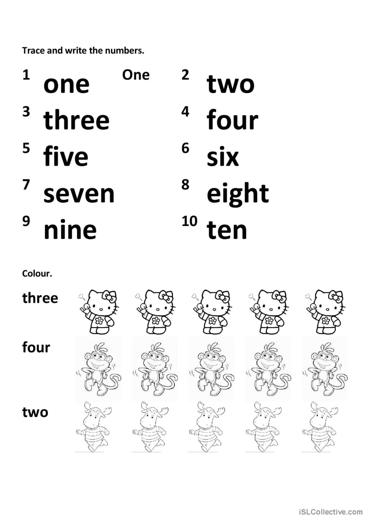 Numbers 1 10 English ESL Worksheets Pdf Doc