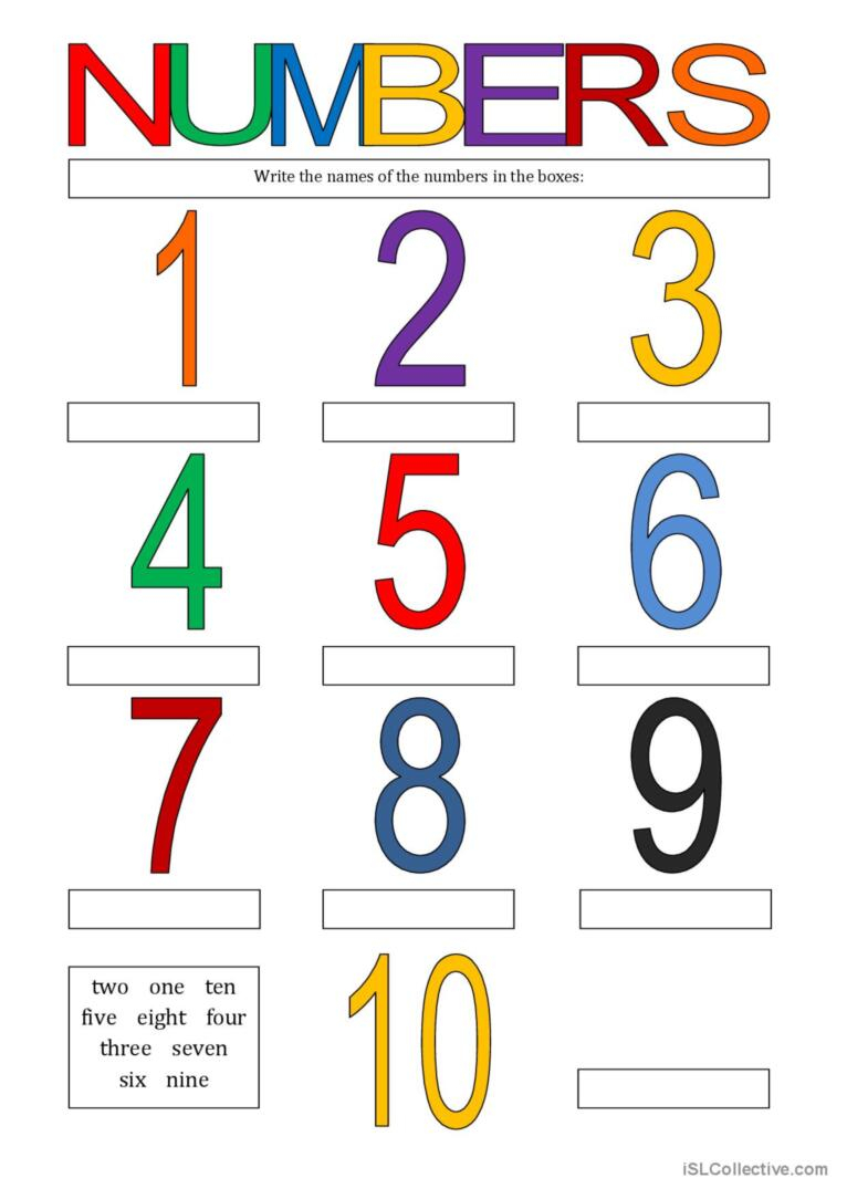Numbers 1 10 English ESL Worksheets Pdf Doc
