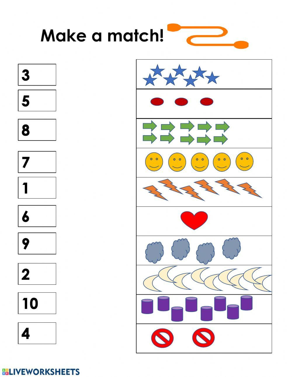 Numbers 1 10 Matching Worksheets