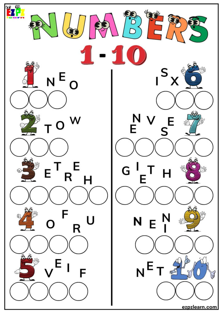 Numbers 1 10 Worksheets