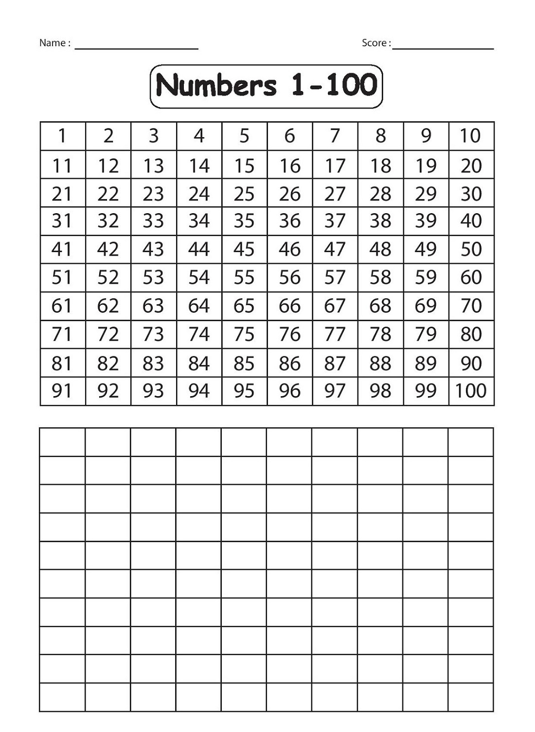 Numbers 1 100 Printable Worksheets Numbers 1 100 Printable Worksheets