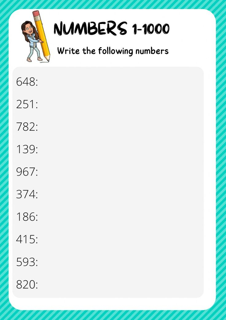 Numbers 1 1000 Worksheets Pdf