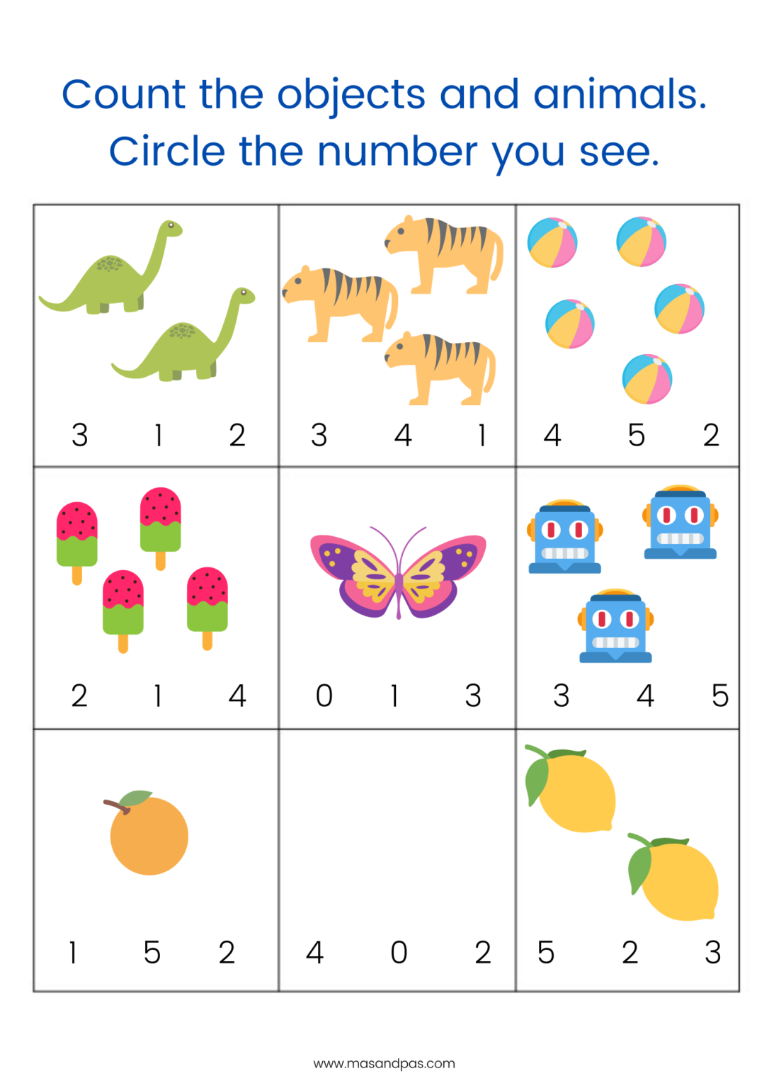Numbers 1 5 Worksheets Count And Circle CountingWorksheets
