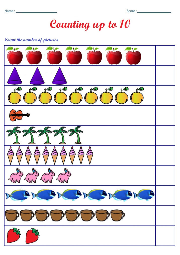 Numbers 1 To 10 Worksheets For Kindergarten