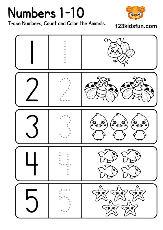 Numbers 1 To 10 Worksheets For Preschool