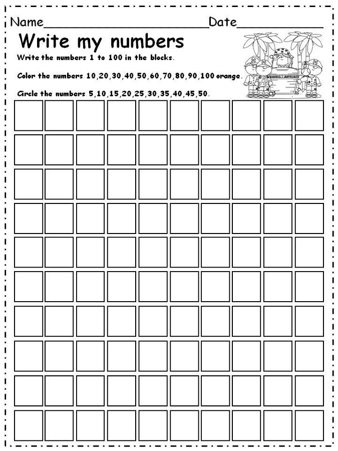 Numbers 1 To 100 Worksheet