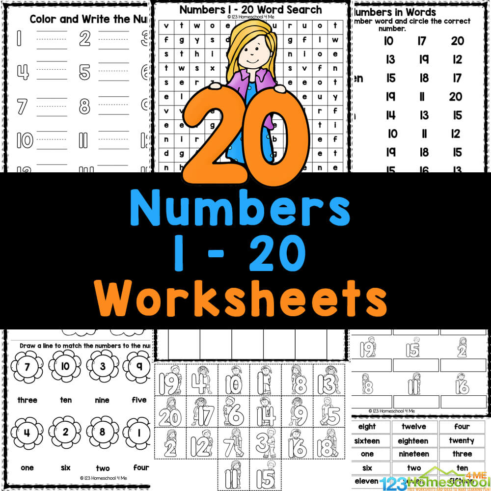Numbers 1 To 20 Worksheets For Kindergarten