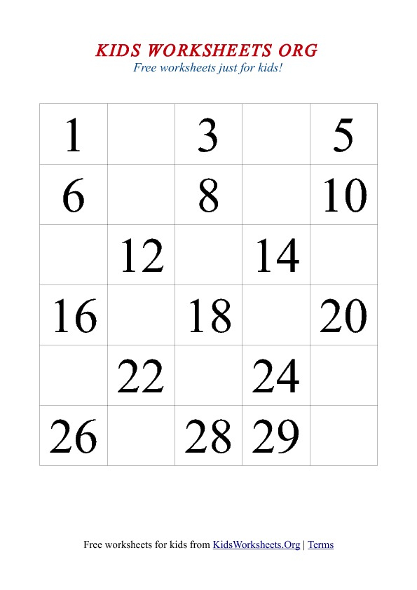 Numbers 1 To 30 Worksheets Pdf