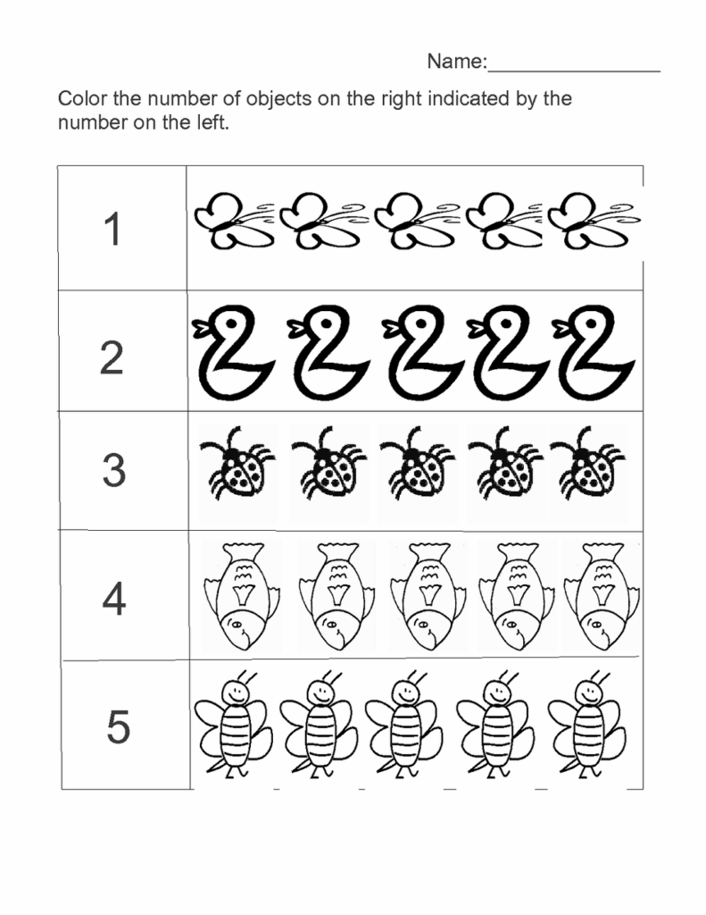 Numbers 1 To 5 Worksheets For Kindergarten