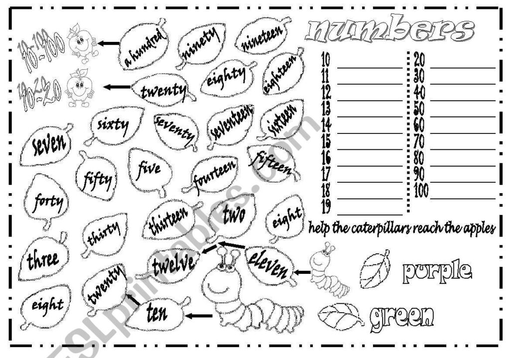 NUMBERS 10 100 ESL Worksheet By Be67