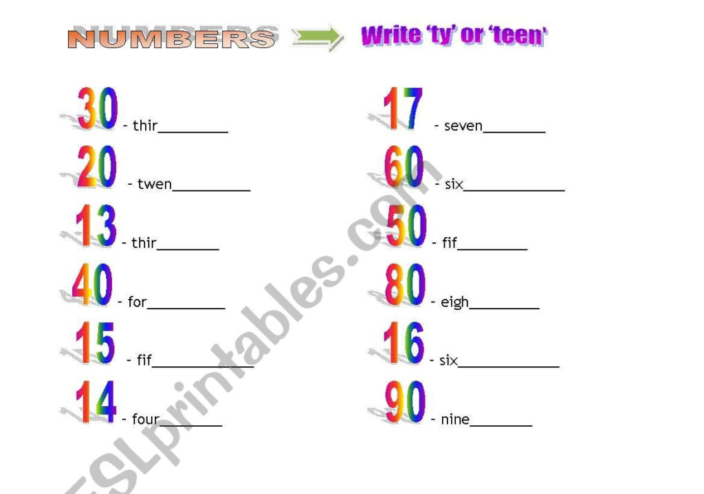 Numbers 10 100 ESL Worksheet By Kllakier