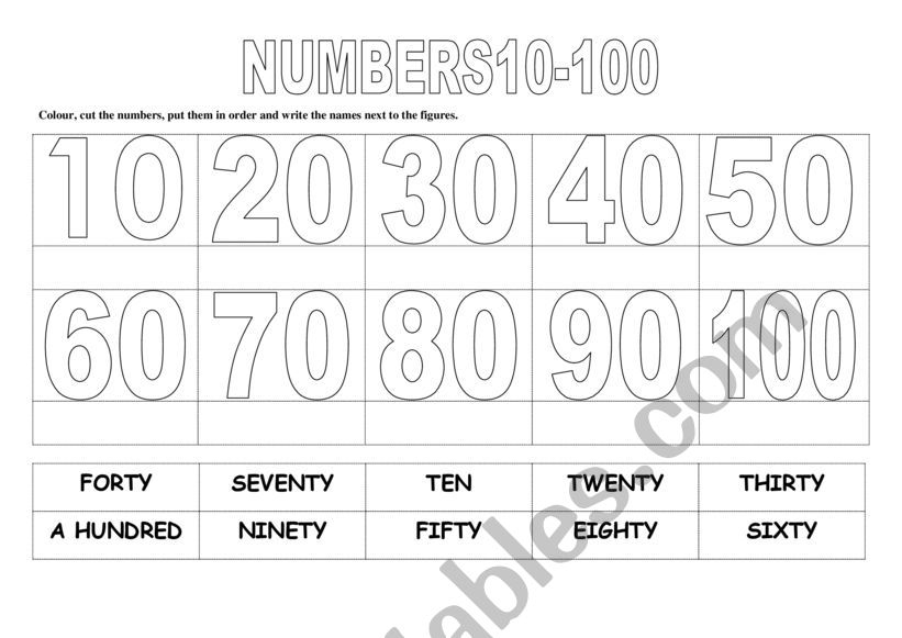 Numbers 10 100 ESL Worksheet By R yulia