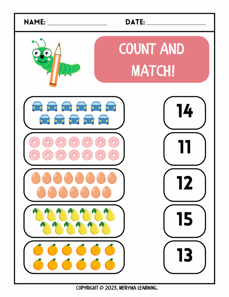 Numbers 11 To 20 Worksheets For Kindergarten