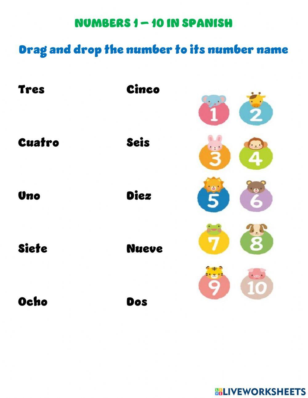 Numbers In Spanish From 1 To 20 PDF Worksheet Spanish Learning Lab 