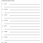 Numbers In Words Thousands Worksheets 4 digit 5 digit 6 digit