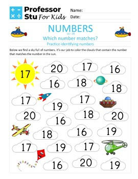 Numbers Worksheet For Kindergarten Identifying Numbers 16 20 
