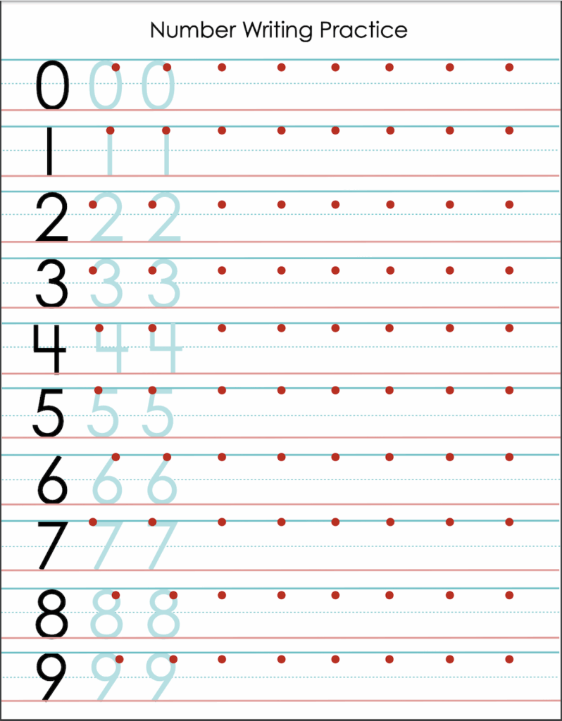 Numbers Writing Practice Sheets