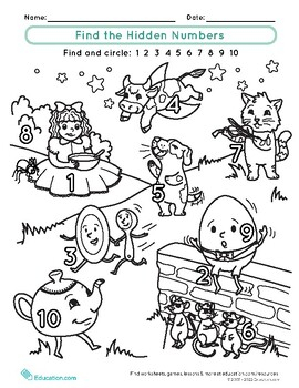 Nursery Rhyme Fun Find The Hidden Numbers Worksheet By EduVerse Teacher