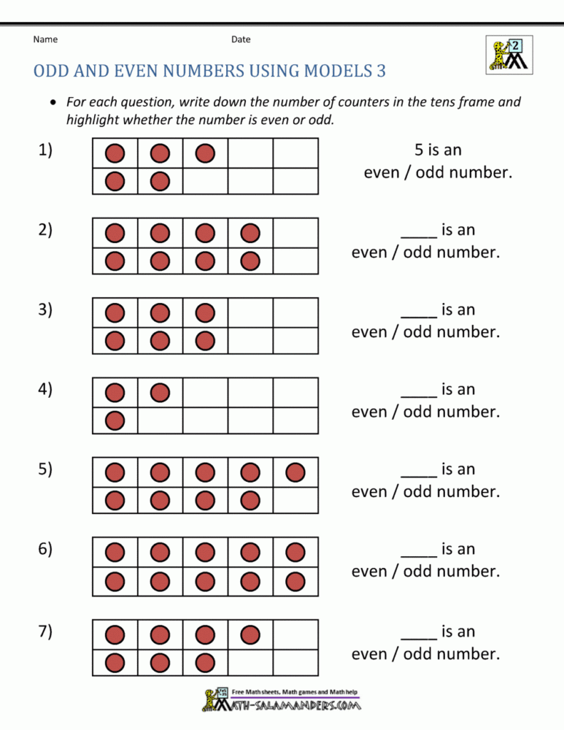 Odd And Even Numbers Worksheet