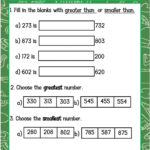 Ordering And Comparing Numbers 3rd Grade Math Worksheets And