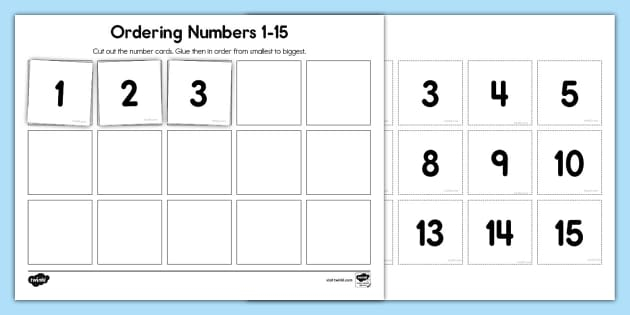 Ordering Numbers 1 15 Cut And Paste Worksheet teacher Made 