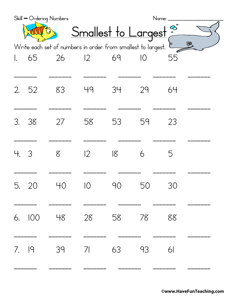 Ordering Numbers Worksheet Have Fun Teaching