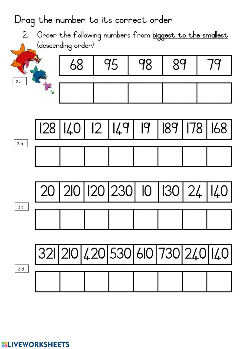 Ordering Numbers Worksheet Live Worksheets Worksheets Library