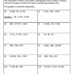 Ordering Numbers Worksheets Third Grade