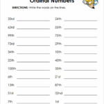 Ordinal Numbers 1 100 Worksheet