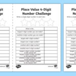 Place Value 4 Digit Number Challenge Worksheet Worksheet Scottish
