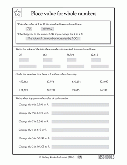 Place Value For Whole Numbers 4th Grade Math Worksheet GreatSchools