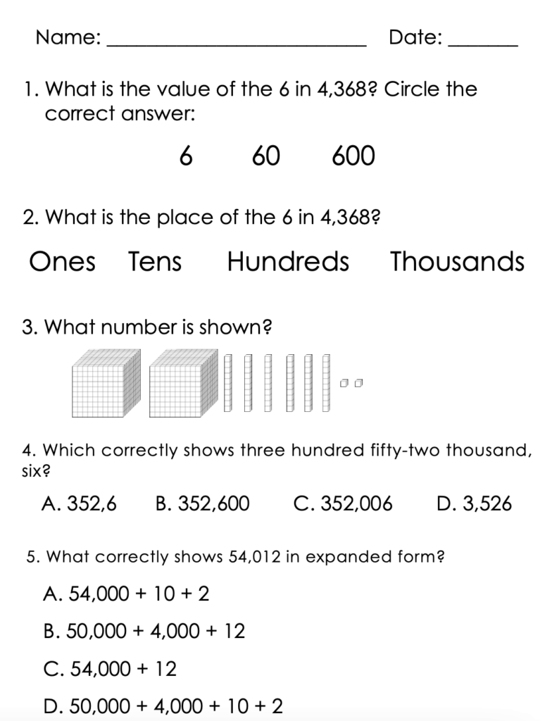 Place Value Rounding Comparing Ordering Numbers 5 Day Remediation 